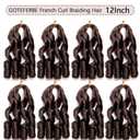 French Curl Crochet Braiding Hair Loose Wavy Crochet Hair for Braids Pre Stretched Synthetic Extensions Chocolate Brown French Curly Braids Lightweight Hair for Women 12 Inch 8 Packs