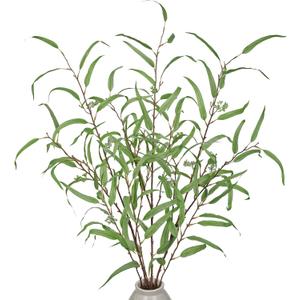Briful 44.5 Tall Faux Eucalyptus Stems  Realistic Artificial Greenery Stems 3PCS Seeded Willow Eucalyptus Stems Brown Branches for Home, Office, Wedding, Bouquet, Centerpiece, Christmas Decoration