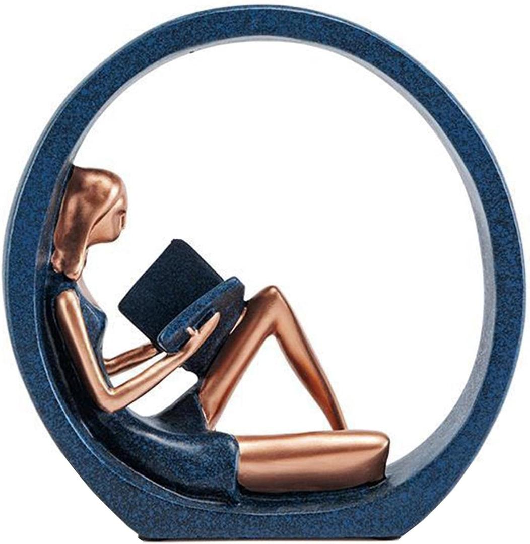 EKDJKK Resin Figurine Reading a Book Yoga Girl Bookshelf Bookcase Aesthetic Decoration Sculpture Accent Piece, Art Sculptures Modern Accents Figurine for Library Office Steel Statue Gifts (As Picture Show)
