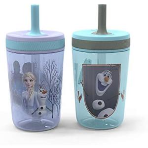 Zak Designs Disney Frozen II Movie Kelso Tumbler Set, Leak-Proof Screw-On Lid with Straw, Made of Durable Plastic and Silicone, Perfect Bundle for Kids (Frozen 2 Olaf, 15 oz, 2pc Set)