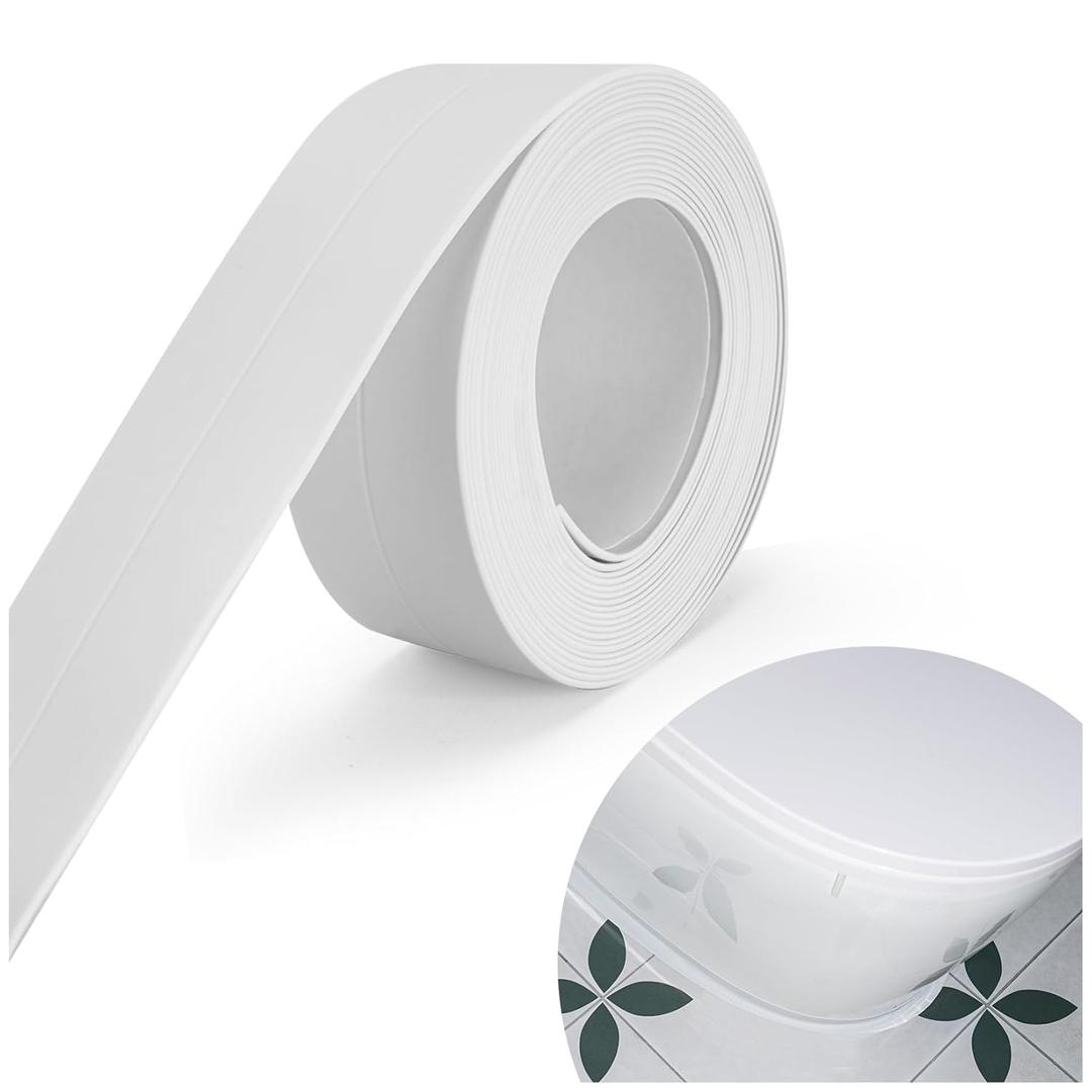 2 x Caulk Tape, Caulking Tape, SOFYIALI Toilet Sealer Around Toilet Base Self Adhesive Sealant Strip for Bathroom, Kitchen Countertop, White (2.2cm x 10.5Ft)