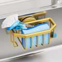 TAILI Sponge Holder for Kitchen Sink with Strong Suction Cup Removable, Rustproof Aluminum Sink Caddy for Sponge, Brush, Scrubber, Scraper -Gold (6.1" x 3.5")