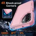 RMOCR Case for Samsung Galaxy A17 5G Phone Cover with Screen Protector+Camera Lens Cover,Military Grade Heavy Duty Shockproof PhoneCase with Wrist Lanyard Strap for Sam A17,Cute Pink