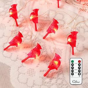 Crystal Club Christmas Cardinal Decorative String Lights, Battery Operated LED Fairy Lights, Decorative Red Bird Light for Christmas Tree, Holiday, Home Bedroom Decor Crystal Club Christmas Cardinal Decorative String Lights, Battery Operated LED Fairy Lights, Decorative Red Bird Light for Christmas Tree, Holiday, Home Bedroom Decor