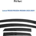IG Window Visors Fit for 2023-2026 Lexus RX350 RX350h RX500h, Out-Channel Rain Guards Vent Wind Deflectors 4PC, Car Accessories for 23-26 Lexus RX Series