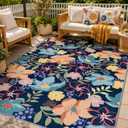 GENIMO 5x8 Outdoor Rug, Washable for Patio and Deck, Navy Multi
Floral design for porch; fade resistant chenille with quick-dry non-slip backing for indoor sunroom
