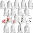 DomeStar 16PCS Glass Bud Vases for Flowers, 3.8inch Small Flower Vase in Bulk Clear Mini Ribbed Vases for Centerpieces Suitable for Modern Wedding Reception Baby Shower Table Decorations