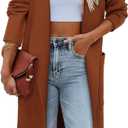 Angerella Women's Casual Long Sleeve Draped Open Front Knit Long Cardigan Sweater Outwear Coats with Pocket (M)