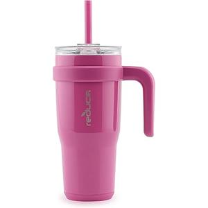 40oz Slim Cold1 Tumbler - Straw, Lid & Handle. Insulated Stainless Steel, Blossom Pink - DISHWASHER SAFE & BPA-FREE - Easy Clean & Durable, Secure Handle For All-day Use