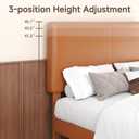 Queen Upholstered Platform Bed Frame with Headboard, Faux Leather Modern Bed Frame with Wood Slat Support, No Box Spring Needed, Easy Assembly, Orange-Brown