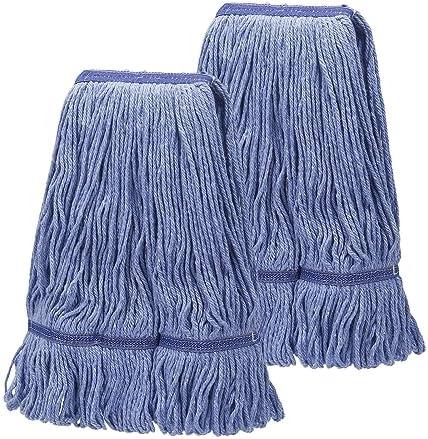 3 Pack Mop Head Replacements,General Cleaning Mop Heavy Duty Commercial and Industrial Replacement Mop Head, Wet Industrial Blue Cotton Looped End String Head Refills Head (Blue)