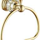 WOLIBEER Gold Towel Ring, Hand Towel Holder for Bathroom,Crystal Towel Holder, Round Hand Towel Ring Wall Mounted.