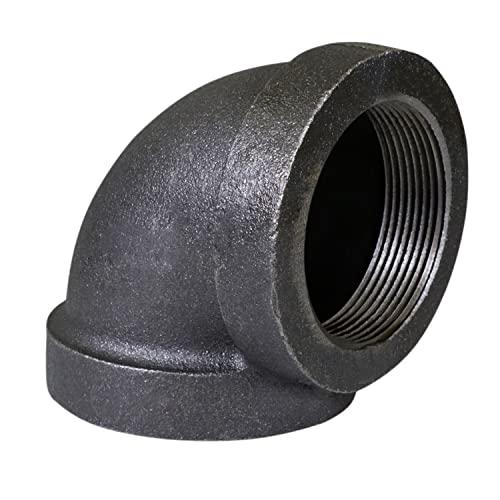Supply Giant CTF4H 2" Cast Iron Threaded 90 Degree Street Elbow for Industrial Piping or DIY Projects with Black Finish