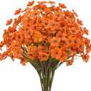 Gamity Bundles Artificial Flowers UV Resistant Outdoor Plants No Fade Faux Plastic Shrubs Fake Silk Flowers Window Box Garden Porch Home Decoration(Light Autumn Orange)