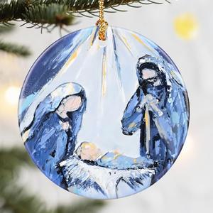 Religious Christmas Ornaments, Dodosky 2.8in Ceramic Nativity Ornament, Xmas Decor, Christmas Tree Ornaments, Xmas Decorations for Tree, Holiday Ornament, Gift Ideas, Christian Gifts, Religious Gifts