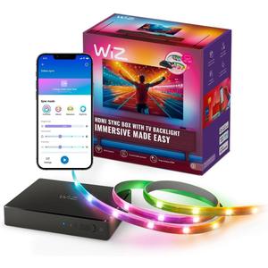 WiZ Connected HDMI Sync Box with TV Backlight - Sync to Movies, Games & Music - HDMI 2.0 Supports 4K 60Hz - RGBIC LED Strip 75-85 Inch TVs -Requires External Video Source