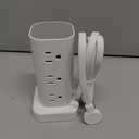 Tower Power Strips with Surge Protection, 6FT Flat Extension Cord with Multiple Outlets, 12 AC 4 USB Ports, Overload Protection Charging Station for Office Home Dorm Room Travel (White)