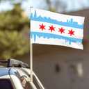 2 Pack Chicago Car Flag 12 X 18 inch Double Side Chicago Sign Car Window Flags