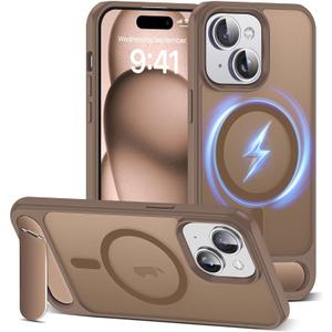 Compatible with iPhone 13 Pro Case [Compatible with Mag-Safe][Adjustable Kickstand][Military Grade Drop Protection] Translucent Phone Case for iPhone 13 Pro,Desert Gold