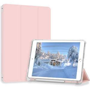 Case for iPad Pro 9.7 Only(Old Model 2016), Lightweight Slim Auto Sleep/Wake Trifold Stand Smart Cover, Soft TPU Frosted Translucent Back Pencil Holder Case for iPad Pro 9.7 Inch, Pink