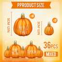 TBD Decor 36Pcs Fall Pumpkin Ornaments Mini Orange Pumpkin Ball Ornaments for Tree Fall Hanging Pumpkin Decorations for Thanksgiving Halloween Home Decor
