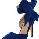 Heels Fashion Pointed Big Temperament Summer Bow Color Solid High Ladies Women's sandals Woman Summer Sandals (9.5, Red)