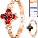 Gold Watches for Women, Luxury Casual Fashion Women's Wrist Watches with Smart Notifications, 24/7 Blood Pressure/Sleep/Heart Rate/Sport Monitor, IP68 Waterproof Women's Smart Watch with Free APP