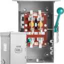 VEVOR 100A Generator Transfer Switch, 24000W Manual Transfer Switch, Heavy Duty Double-Throw Power Security Switches 120/240V, Meeting NEMA 3R Standards, for Outdoor, Indoor ETL Certification