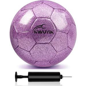 Size 3 4 5 Glitter Pink Gold Purple Soccer Ball with Pump Youth Toddler Soccer Ball for Kids Aged 4-6 6-8 8-12 Training Ball for Teens Boys Girls