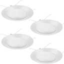 4 Pcs 6 Inch Shower Trim for Recessed Light Cover with Albalite Lens White Ceiling Light Cover Replacement Waterproof for Shower Bathroom Lights Wet Locations