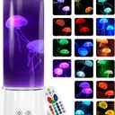 FBSPORT Jellyfish Lamp, Jellyfish Night Aquarium Tank Night Light 17 Color Changing with Remote Control for Kids Adults Home Office Decor Table Lamp Gifts for Christmas(White) (12 Inch)