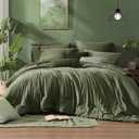 Monbix King Size Comforter Set, Olive Green King Bed Set Reversible, King Size Comforter Set 7 Pieces, Cationic Dyeing Bed in a Bag with Comforter, Sheets, Pillowcases & Shams