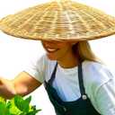 Handmade Bamboo Sun Hat  Traditional Conical Hat for Samurai & Swordsman, Japanese Style (Large, Brown)
