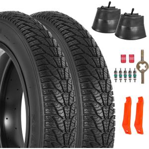2-Pack 20x4.0 Fat Bike Tire, 20 Inch Mountain Bike Tires & Tubes Set, Folding Replacement Bicycle Tires with Tire Levers for Off-Road Bike, Ebike (Black)