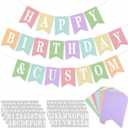 Mooliwe 171 Pcs DIY Custom Banner Kit Make Your Own Customizable Sign for Birthday Wedding Party Decoration Include 20 Paper Pennant 148 Letters and Numbers 1 Rope 2 Threading Device (Pink)