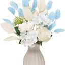 Blue Silk Flowers, Fake Flowers in Vase, Blue and White Flowers, for Home Decor, Room Decor, Bathroom Decor, Dining Table Centerpiece, Flower Arrangements for Table