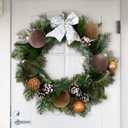 Velvet Christmas Ornaments Set,15 Pcs Christmas Decor Bolas Grandes De Navidad para Arbol Velvet Christmas Balls - Neutral Green Brown Neutral, 80mm 3.15 inch