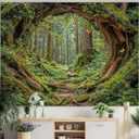 Accnicc Forest Tapestry Green Nature Tree Wall Tapestry for Bedroom Aesthetic Jungle Outdoor Landscape Large Tapestries Wall Hanging for Dorm Living Room Decor 80 x 60 Inch