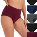 INNERSY Women's Underwear Cotton Briefs High Waisted Breathable Panties 5 Pack (Size XX-Large, Dark)