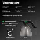 VIVOSUN Battery Powered Sprayer 0.5Gallon, Electric Spray Bottle USB Rechargeable, Automatic Water Pump Plant Mister with Adjustable Pressure, Easy to Refill, 2.2 Ah Battery