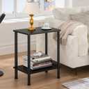 End Table,Small Side Table,2-Tier Nightstand with Storage Shelf,Sofa Bedside Table for Small Spaces in Living Room,Bedroom, Office,Stable Frame,Easy Assembly,Black