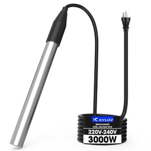 240V 3000W Immersion Water Heater for Pool & Bathtub, Electric Fully Sumbersible Bucket Heater, Fast Heating Stainless Steel Heater, for Inflatable Swim Pool, Stock Tank, Hot Tub, Baptistry, Camping