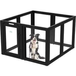 FXW AuraSpace Acrylic Indoor Dog Playpen for Small and Medium Dogs, 30 Inch, 8 Panels, Black