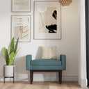 SIMPLIHOME Scott 29" Wide Linen Rectangle Ottoman in Smoky Teal