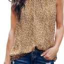 Dokotoo Womens Casual Sleeveless Shirts Halter Neck Leopard Print Tank Top and Blouses (M)