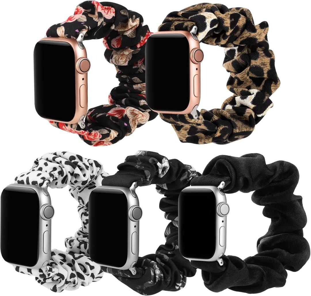 Simpeak Elastic Scrunchie Band Compatible with Apple Watch Series 10 (42mm) Series 9 8 7 (41mm) 6 SE 5 4 (40mm) 3 2 1 (38mm), Women Bracelet Band Compatible with iWatch 42mm 41mm 40mm 38mm, Small