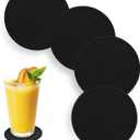 Anti-Slip Reusable Drink Coasters Set - Non Slip Silicone Coasters Protect Desk from Heat and Scratch Damage (4 Pack, Black)