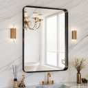 30x36 Inch Black Metal Framed Bathroom Mirror for Wall, HD Tempered Glass, Vanity Mirror for Over Sink, Anti-Rust Aluminum Alloy Mirror, Farmhouse, Horizontally or Vertically Hanging, Black