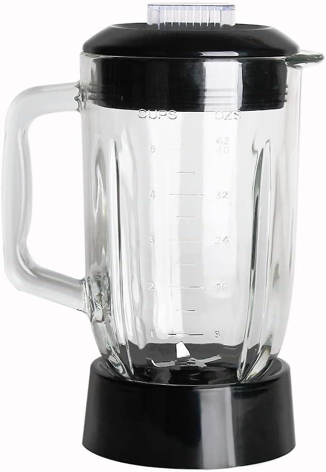 Anbige Replacement Parts 5-Cups Glass Jar with blade and collar,Compatible with Black&Decker Blender BL1110BG/ BL1120BG/ BL1130SG/ BL1220GG/ BL1210RG/ BL1230SG/ BL1820SGM