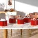 HeiMma 4 Pack Buffet Risers, Foldable Accordion Food Display Risers with Acrylic Disc, Dessert Table Display Set, Cardboard Paper Cupcake Cake Stand for Party Cylinder Stands for Parties Drink Collectibles Jewelry Figures, Multi-height, Red